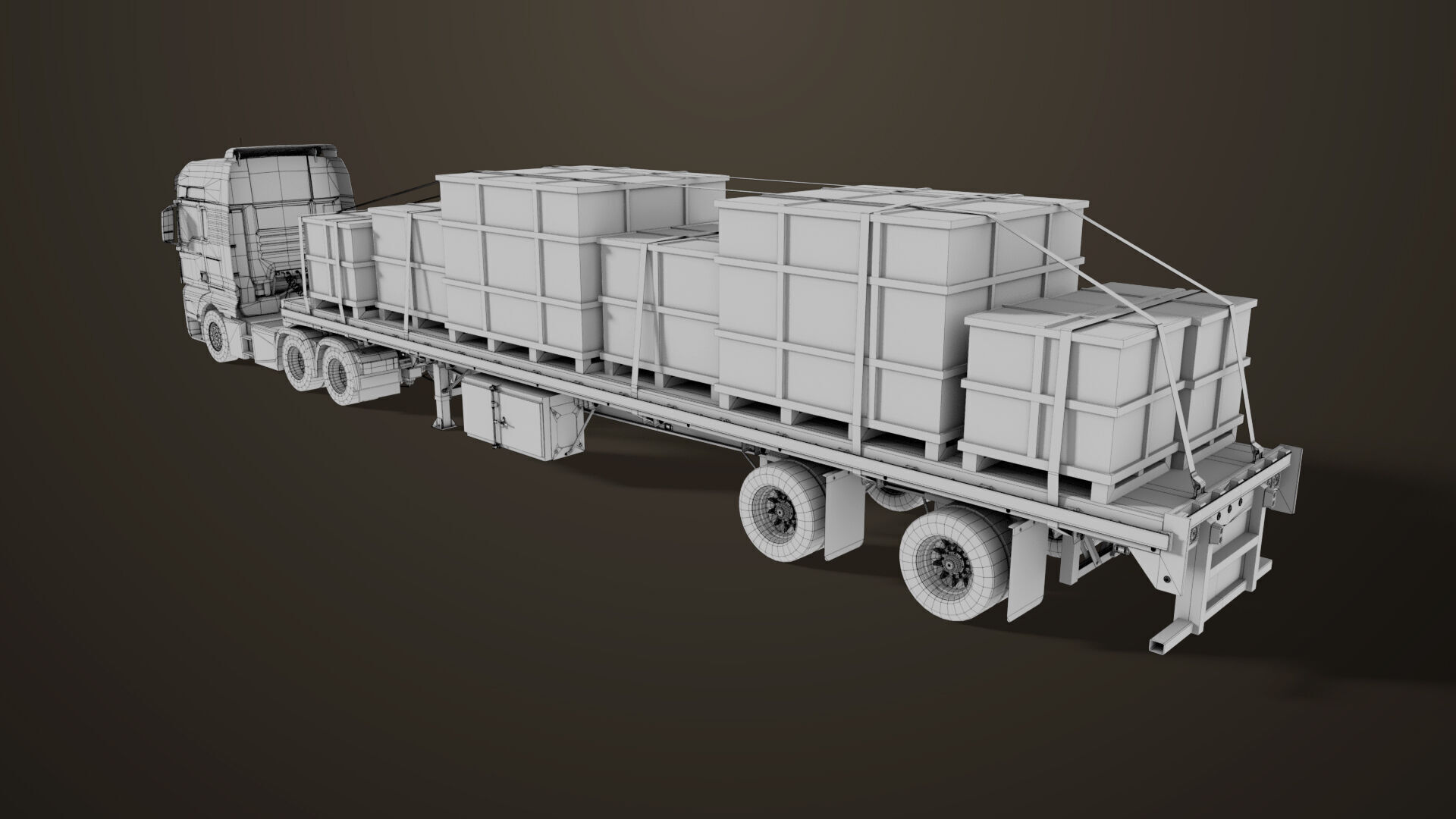 Heavy Truck 04 Flatbed Load Trailer All PBR Unity UE Textures Low-poly 3D model_86