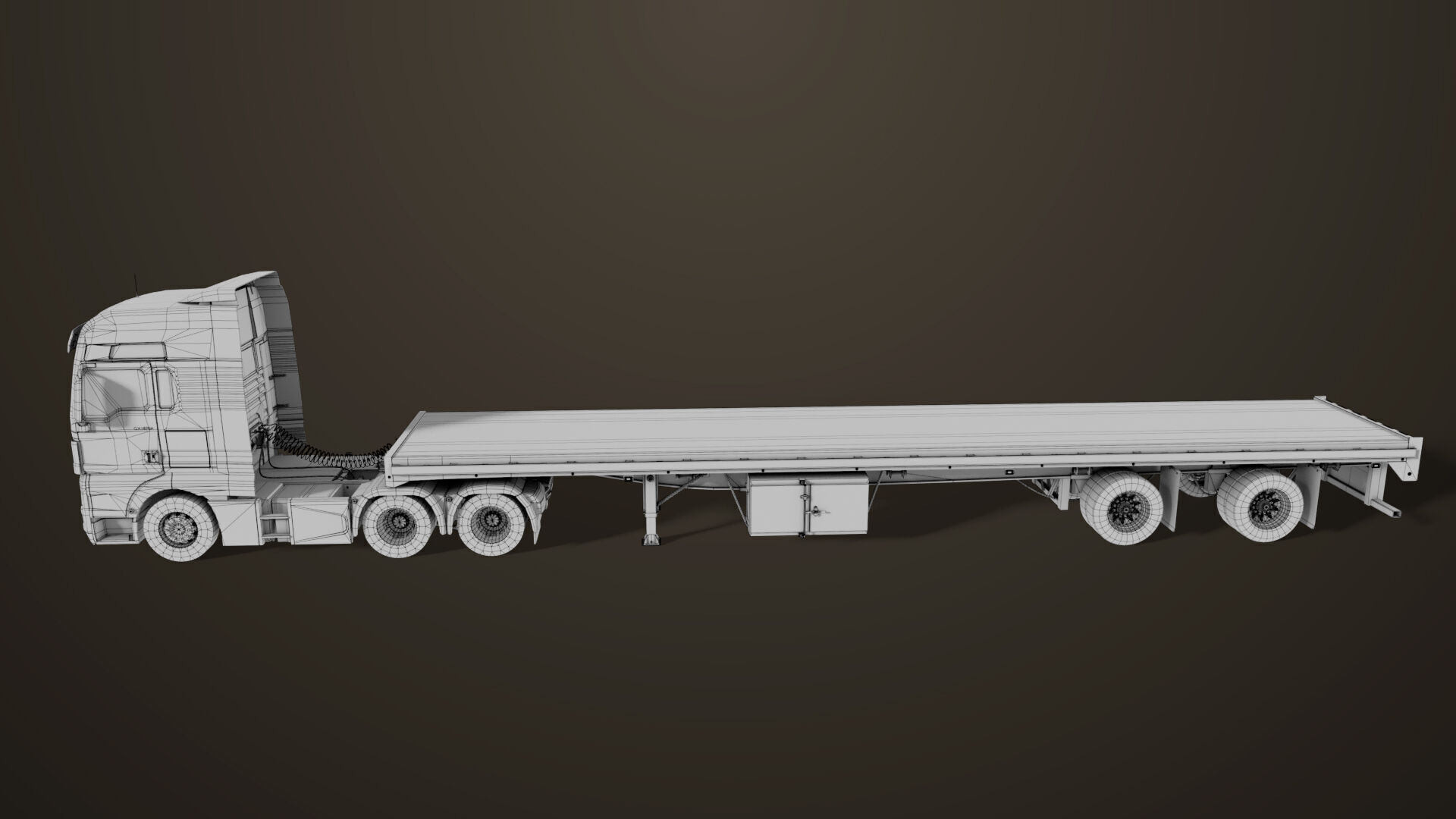 Heavy Truck 04 Flatbed Load Trailer All PBR Unity UE Textures Low-poly 3D model_93