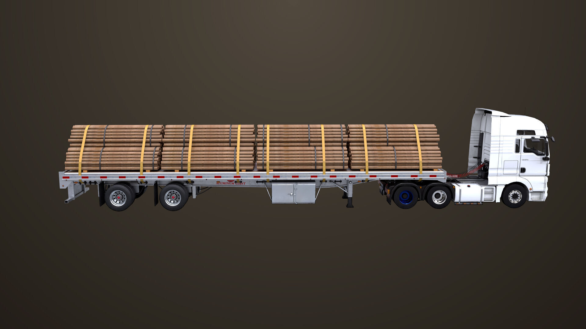 Heavy Truck 04 Flatbed Load Trailer All PBR Unity UE Textures Low-poly 3D model_27