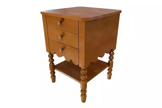 Elegant Wooden Bedside Table with Scalloped Detail