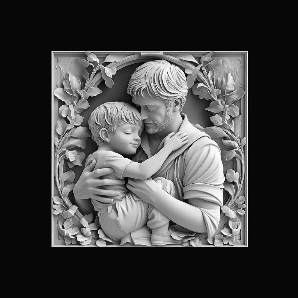 Father and Child Relief Sculpture 3D print model