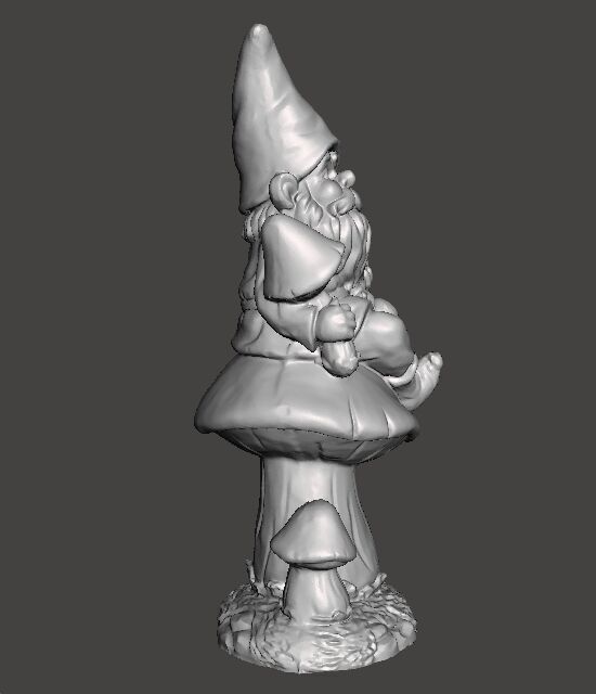 GARDEN GNOME ON MUSHROOM FIGURE MODEL STATUE ART 3D print model_3