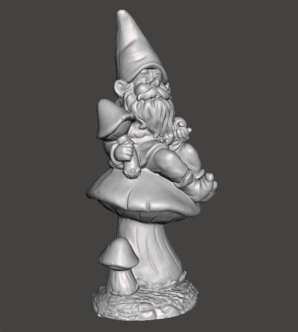 GARDEN GNOME ON MUSHROOM FIGURE MODEL STATUE ART 3D print model_1