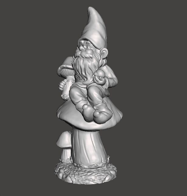 GARDEN GNOME ON MUSHROOM FIGURE MODEL STATUE ART 3D print model_2