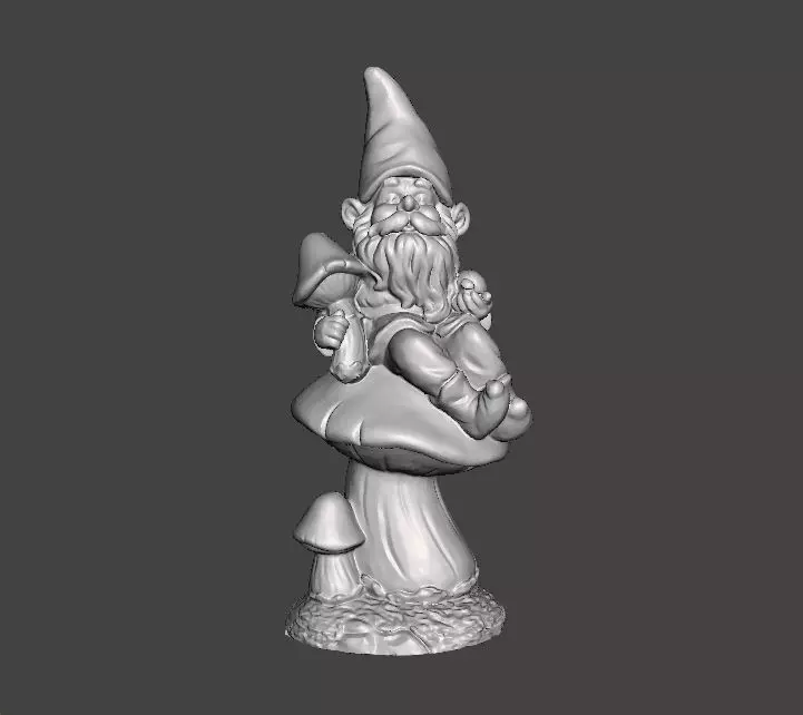 GARDEN GNOME ON MUSHROOM FIGURE MODEL STATUE ART 3D print model_0