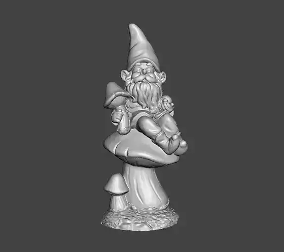 GARDEN GNOME ON MUSHROOM FIGURE MODEL STATUE ART 3D print model