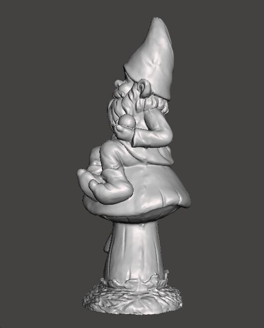 GARDEN GNOME ON MUSHROOM FIGURE MODEL STATUE ART 3D print model_4