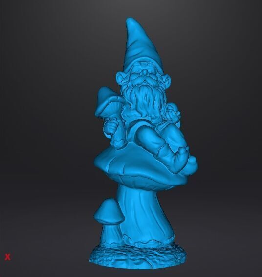 GARDEN GNOME ON MUSHROOM FIGURE MODEL STATUE ART 3D print model_8