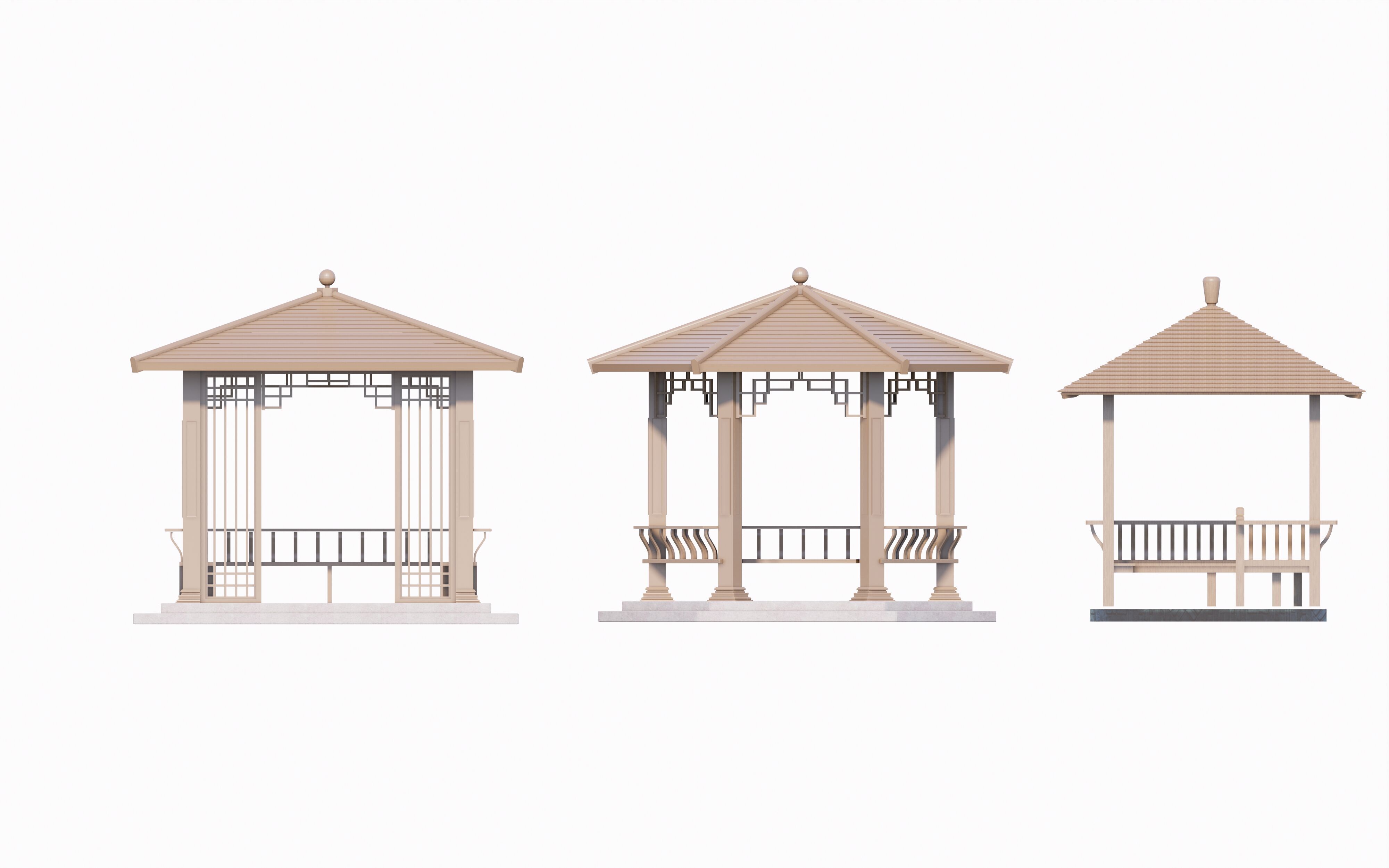 16 Chinese-style pavilions in antique courtyards 3D model_2