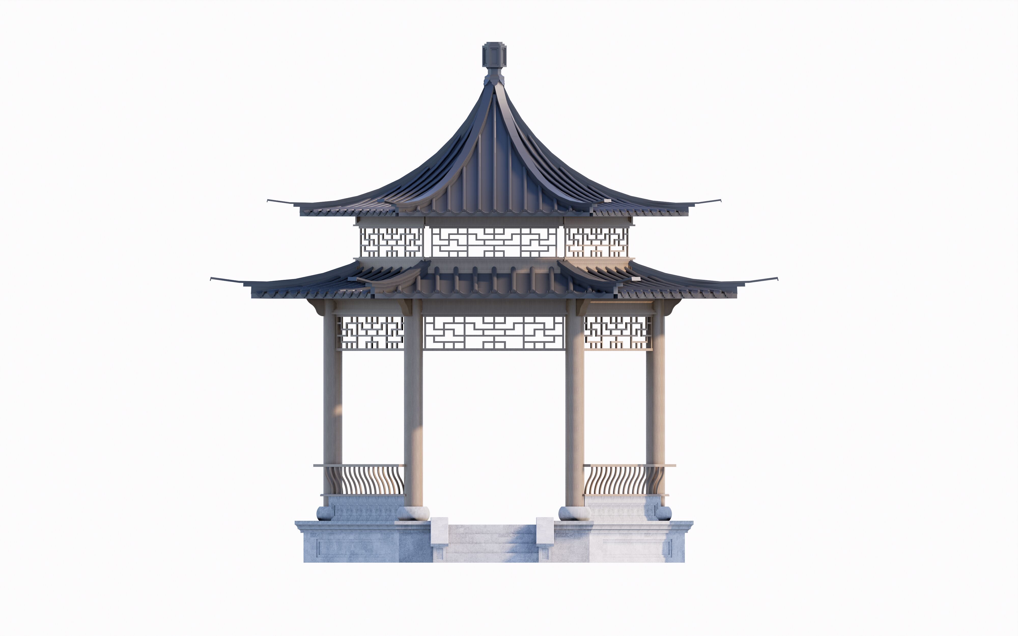 16 Chinese-style pavilions in antique courtyards 3D model_7