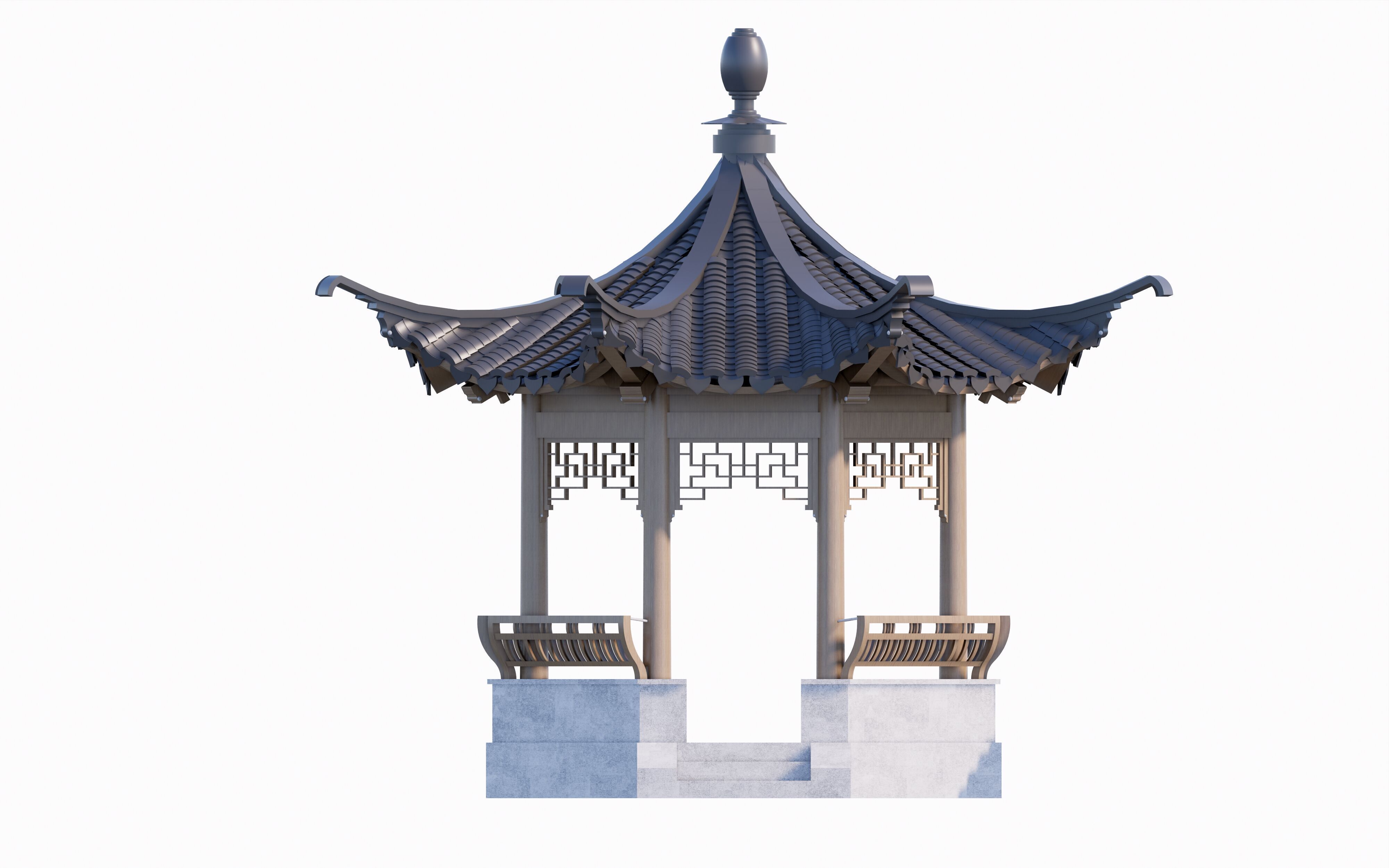 16 Chinese-style pavilions in antique courtyards 3D model_8