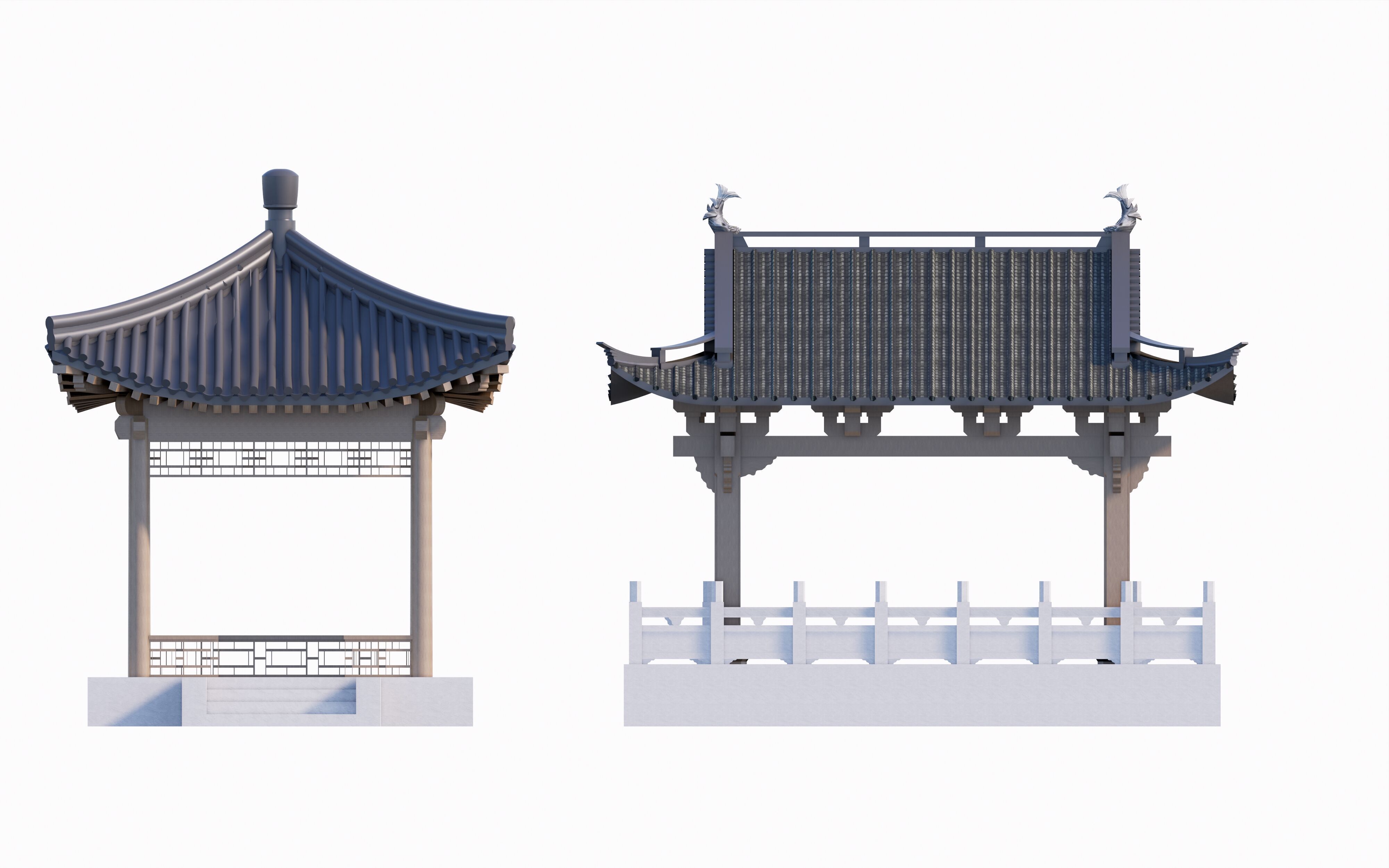 16 Chinese-style pavilions in antique courtyards 3D model_5