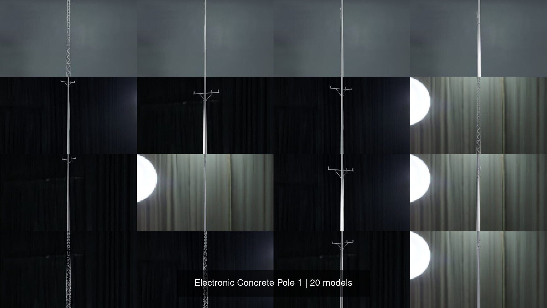 Electronic Concrete Pole 1 3D Model Collection_2