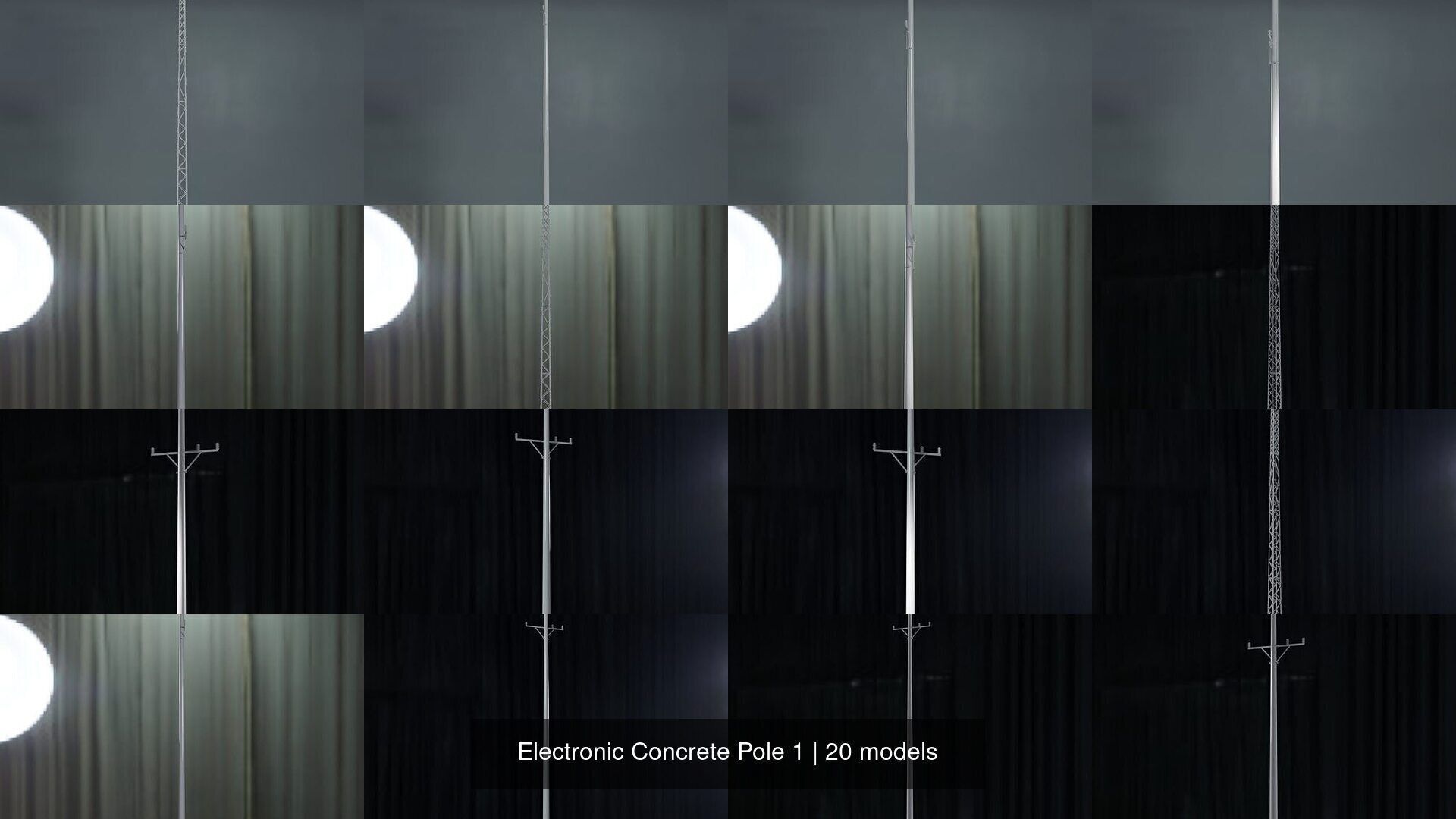 Electronic Concrete Pole 1 3D Model Collection_3