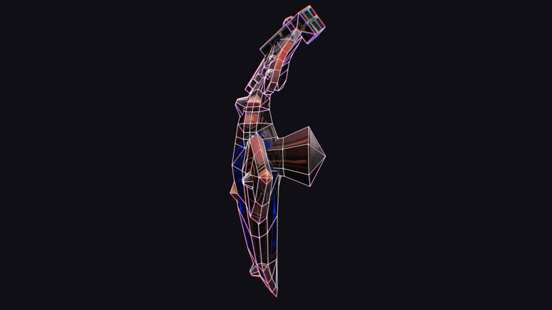 Fantasy Heavy Shield Steel Red Mechanical Armor Red Orange Style Low-poly 3D model_16