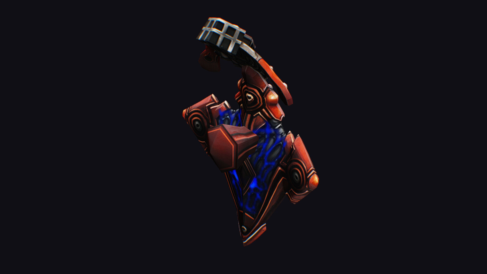 Fantasy Heavy Shield Steel Red Mechanical Armor Red Orange Style Low-poly 3D model_6