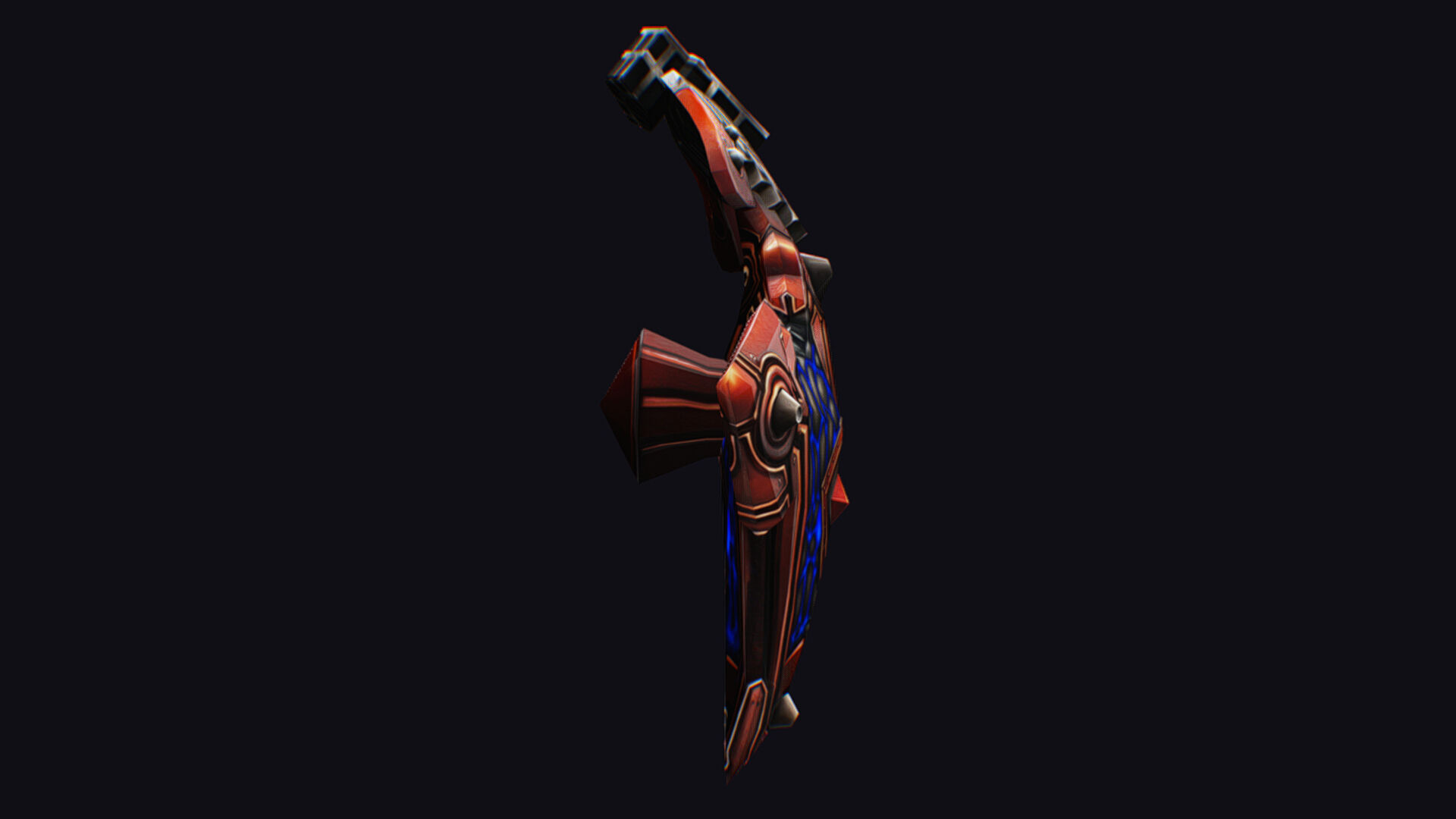 Fantasy Heavy Shield Steel Red Mechanical Armor Red Orange Style Low-poly 3D model_13