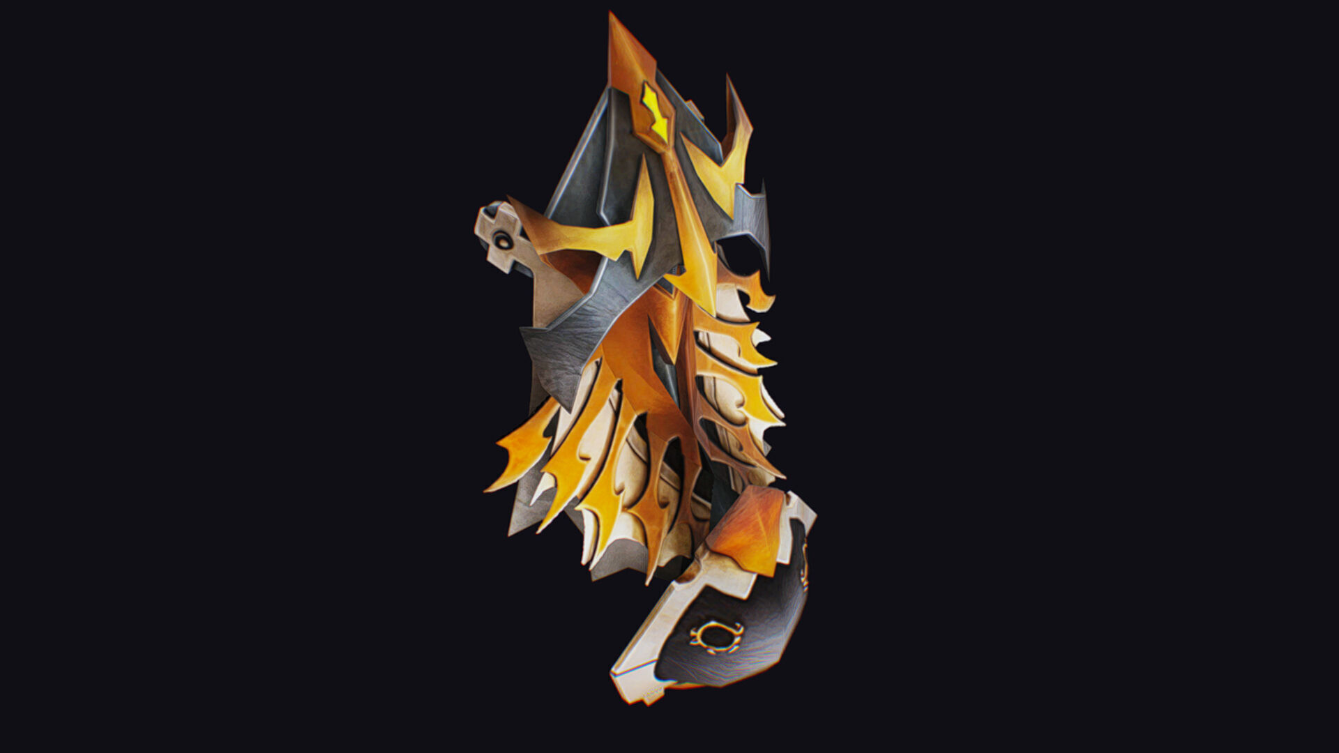 Shield Massive Great Large Heavy Armor Golden Equipment Low-poly 3D model_7