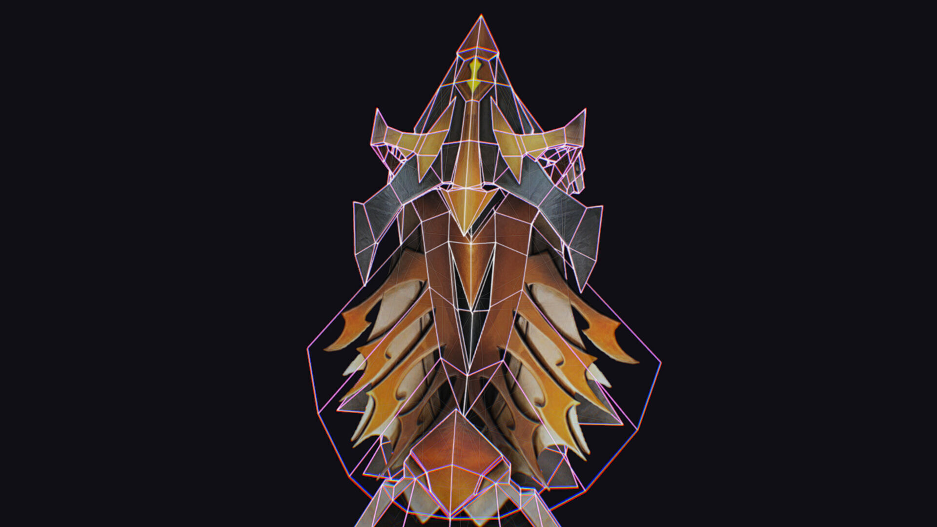 Shield Massive Great Large Heavy Armor Golden Equipment Low-poly 3D model_16