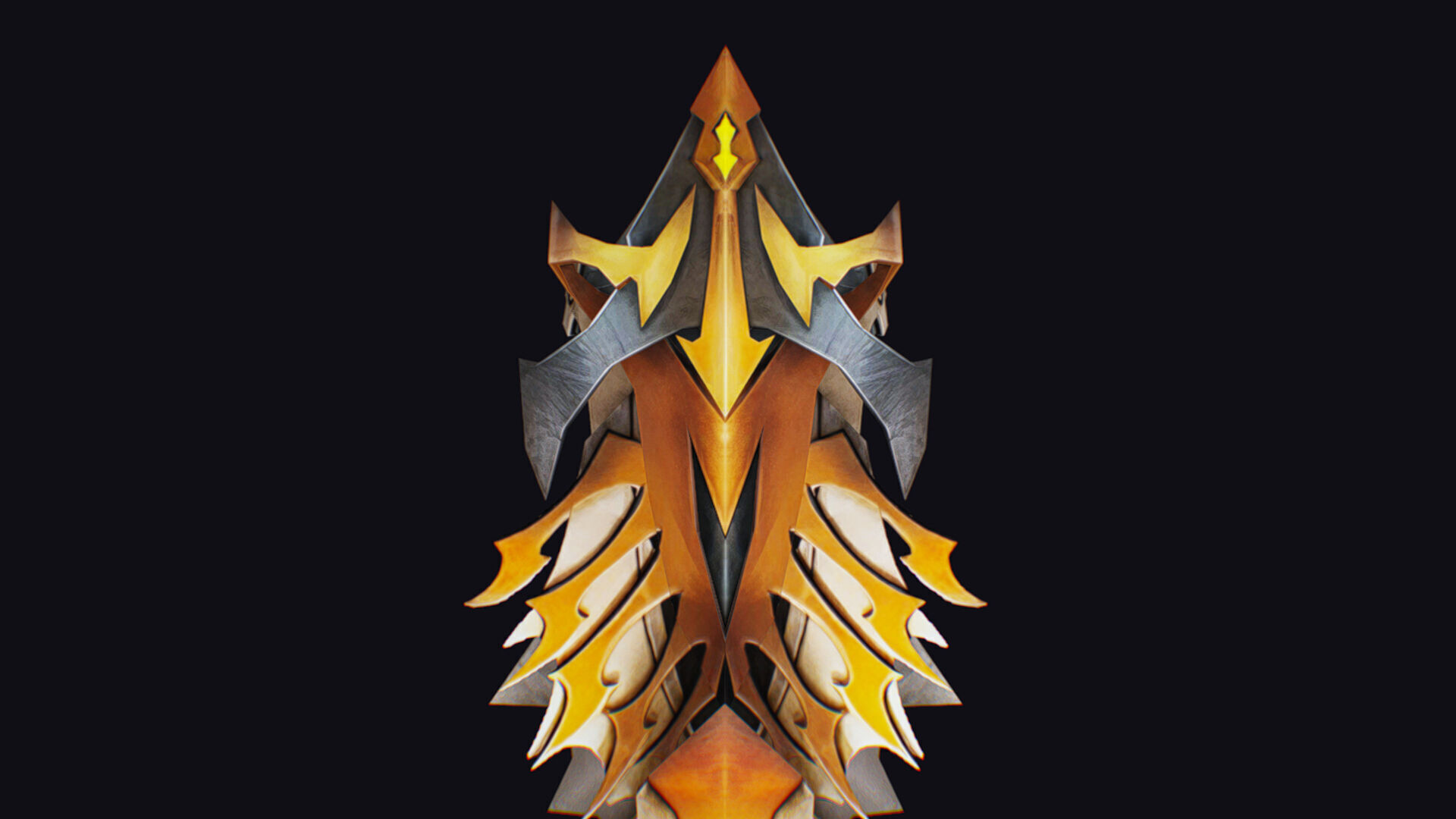 Shield Massive Great Large Heavy Armor Golden Equipment Low-poly 3D model_9