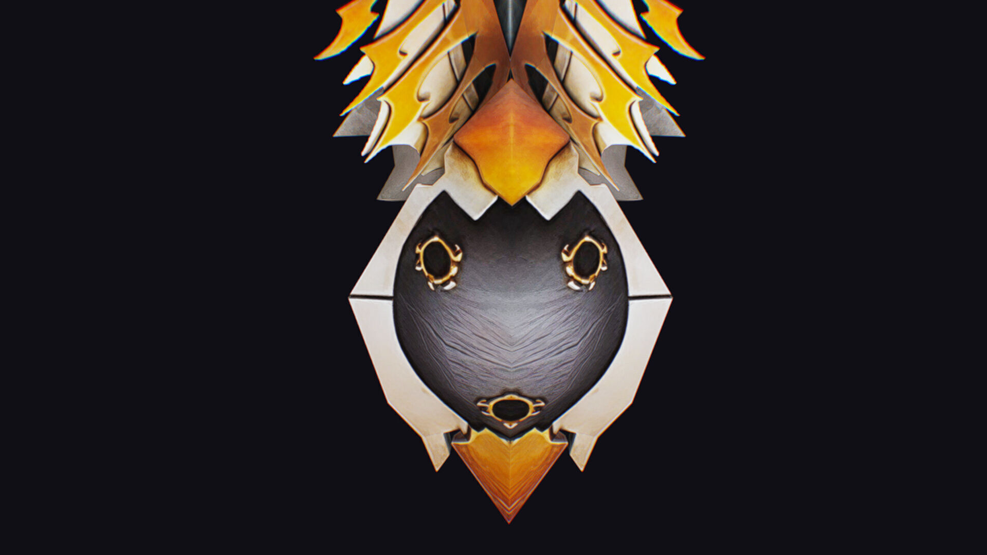 Shield Massive Great Large Heavy Armor Golden Equipment Low-poly 3D model_11