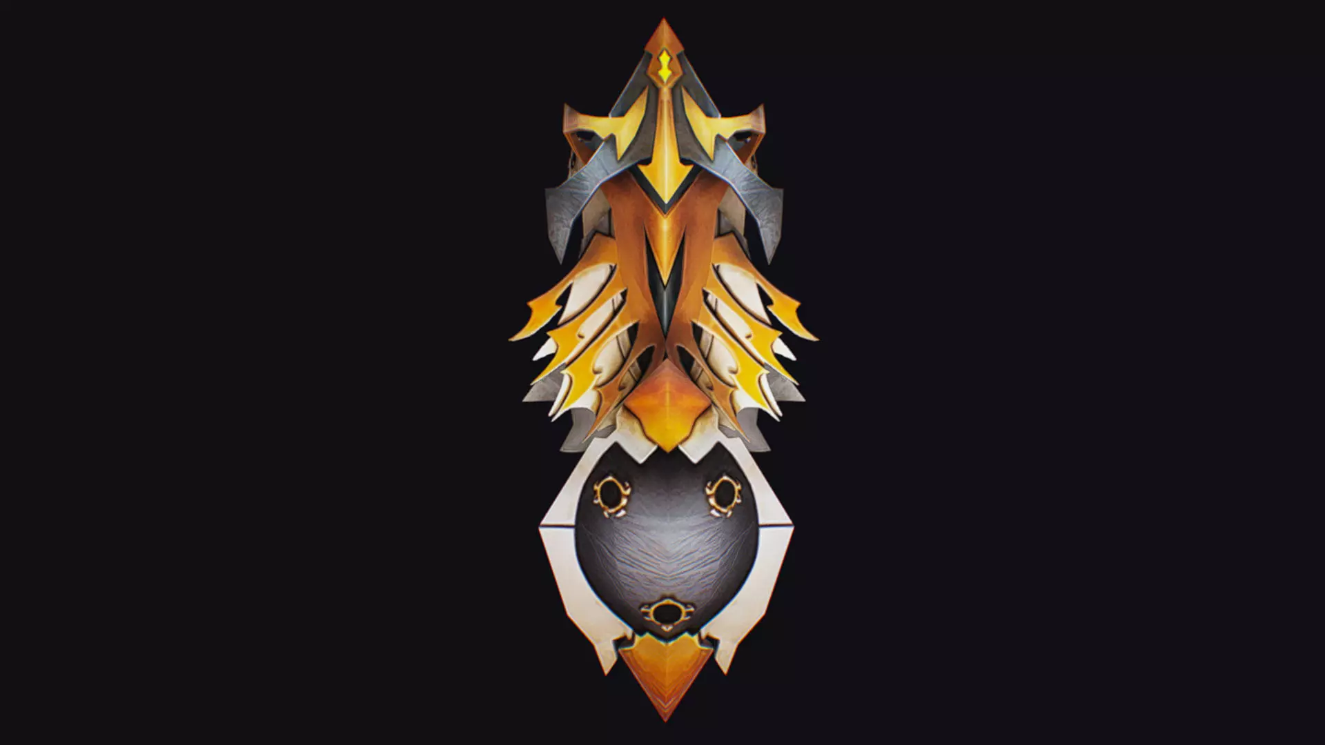 Shield Massive Great Large Heavy Armor Golden Equipment Low-poly 3D model_0