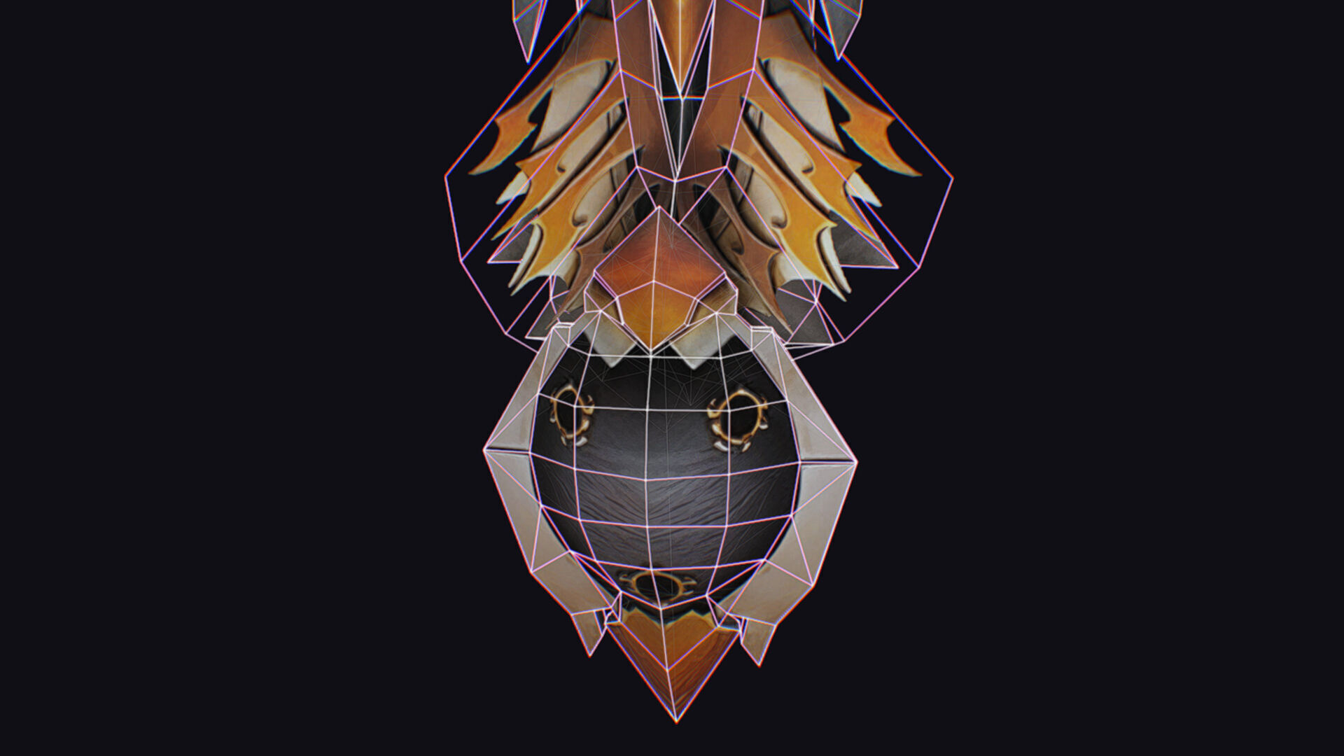 Shield Massive Great Large Heavy Armor Golden Equipment Low-poly 3D model_17