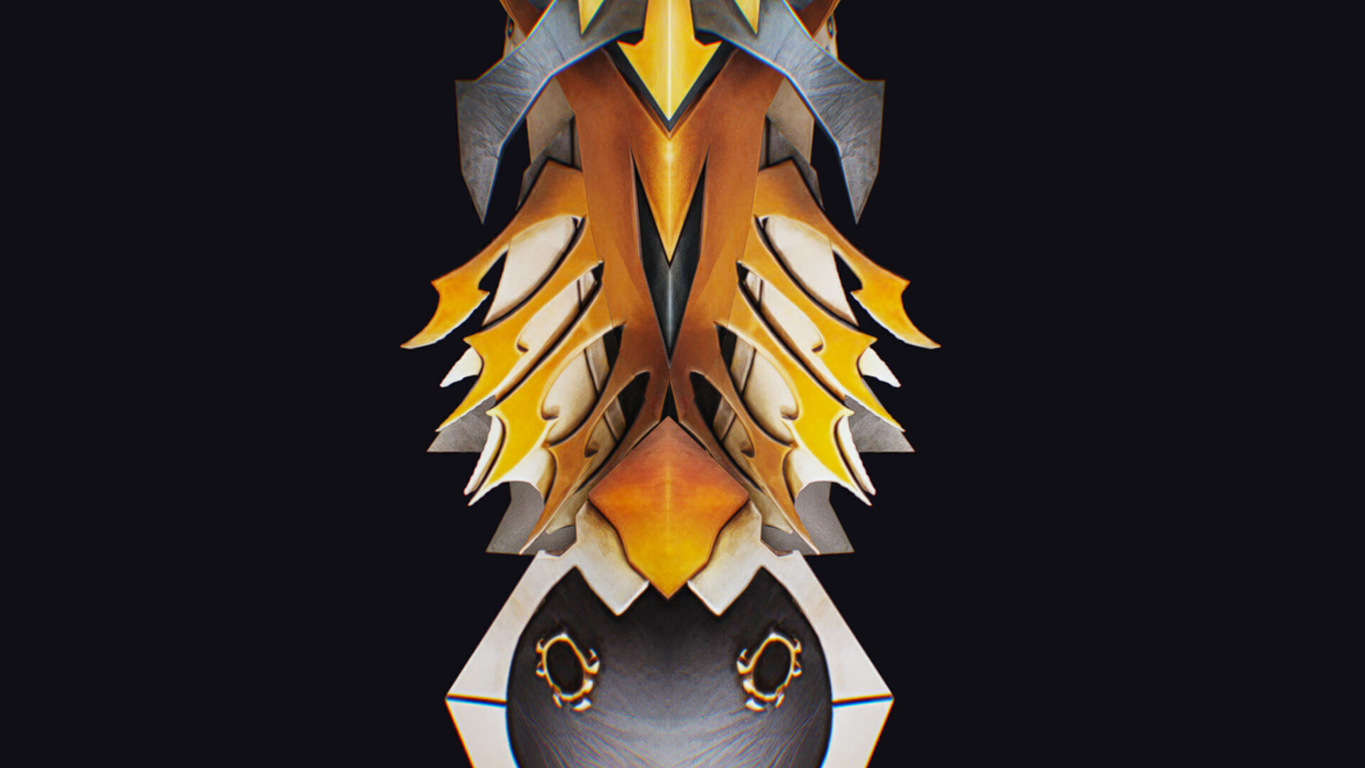 Shield Massive Great Large Heavy Armor Golden Equipment Low-poly 3D model_10