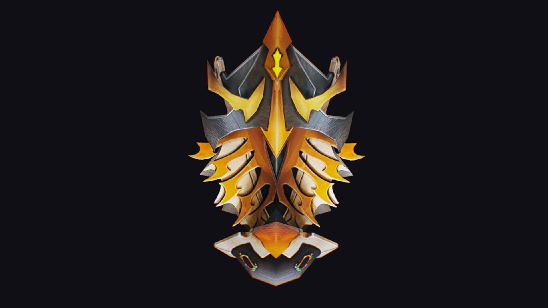 Shield Massive Great Large Heavy Armor Golden Equipment Low-poly 3D model_8