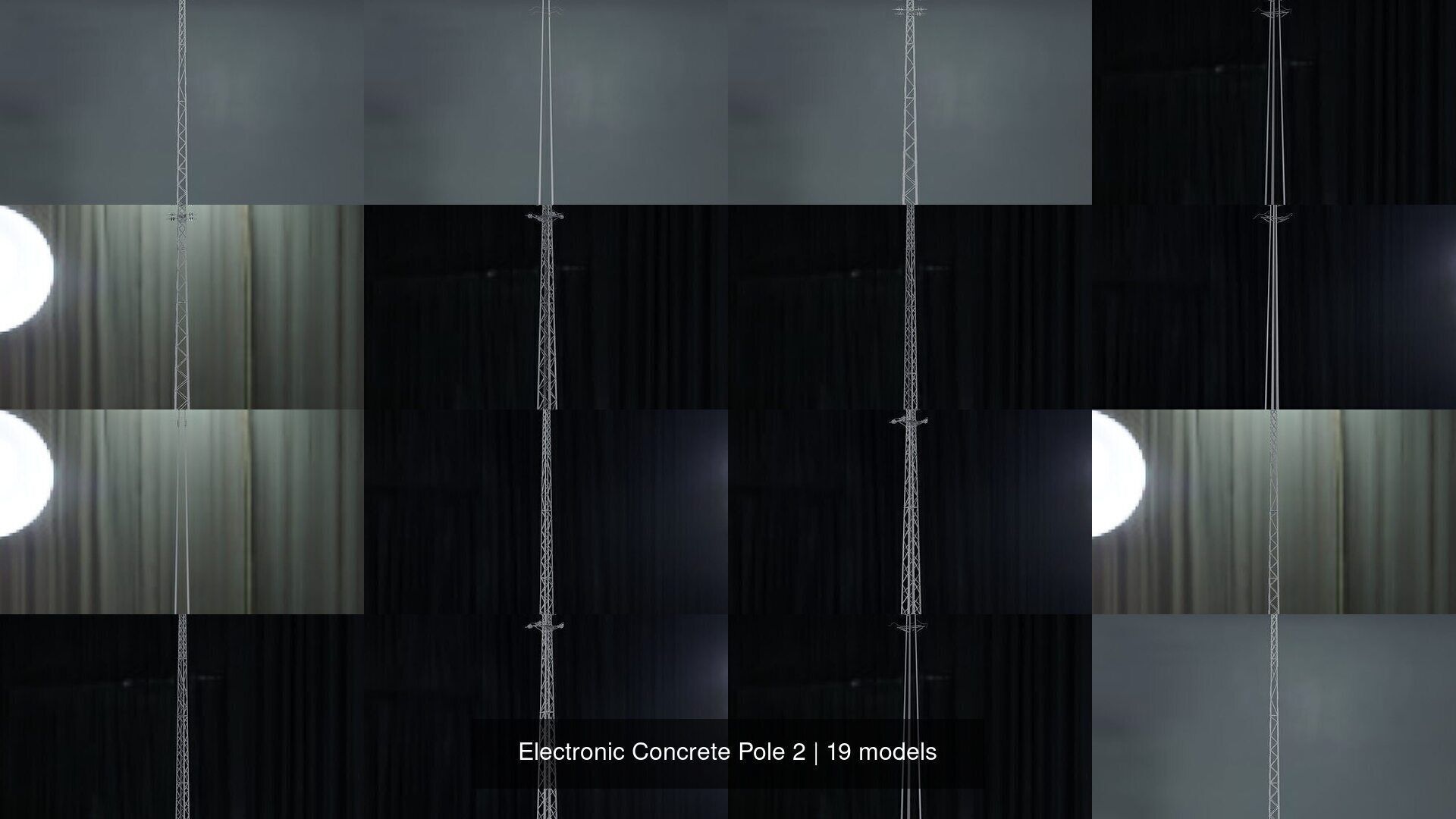 Electronic Concrete Pole 2 3D Model Collection_2