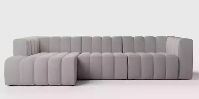 Langham Channeled 3-Pc Sectional Sofa Set 3D model