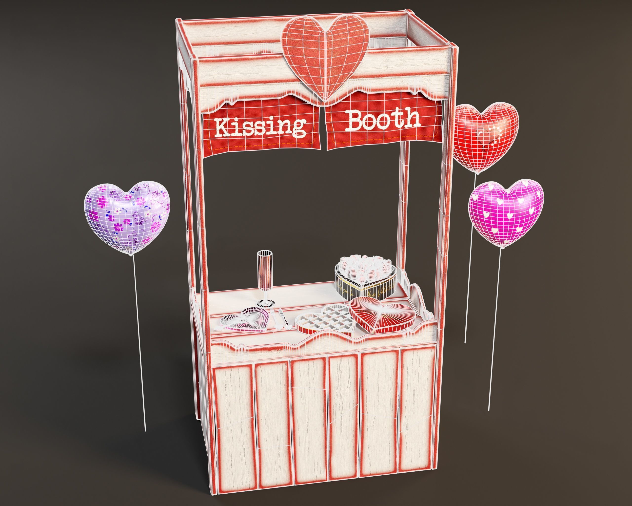 Saint Valentines Day Props Pack 1 3D Model Collection_8