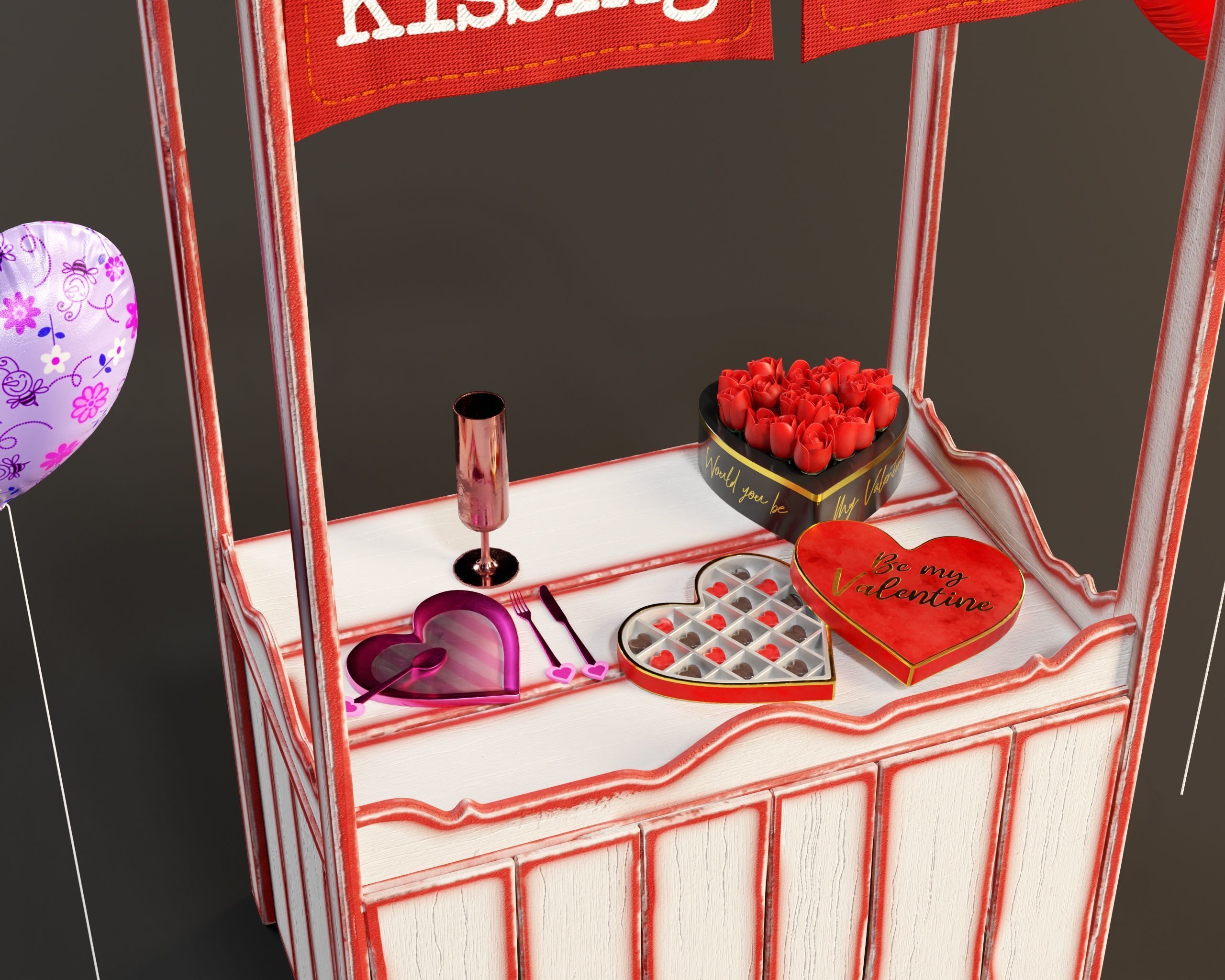 Saint Valentines Day Props Pack 1 3D Model Collection_11