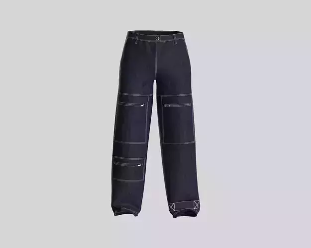 Mens oversized denim pant with multi pocket