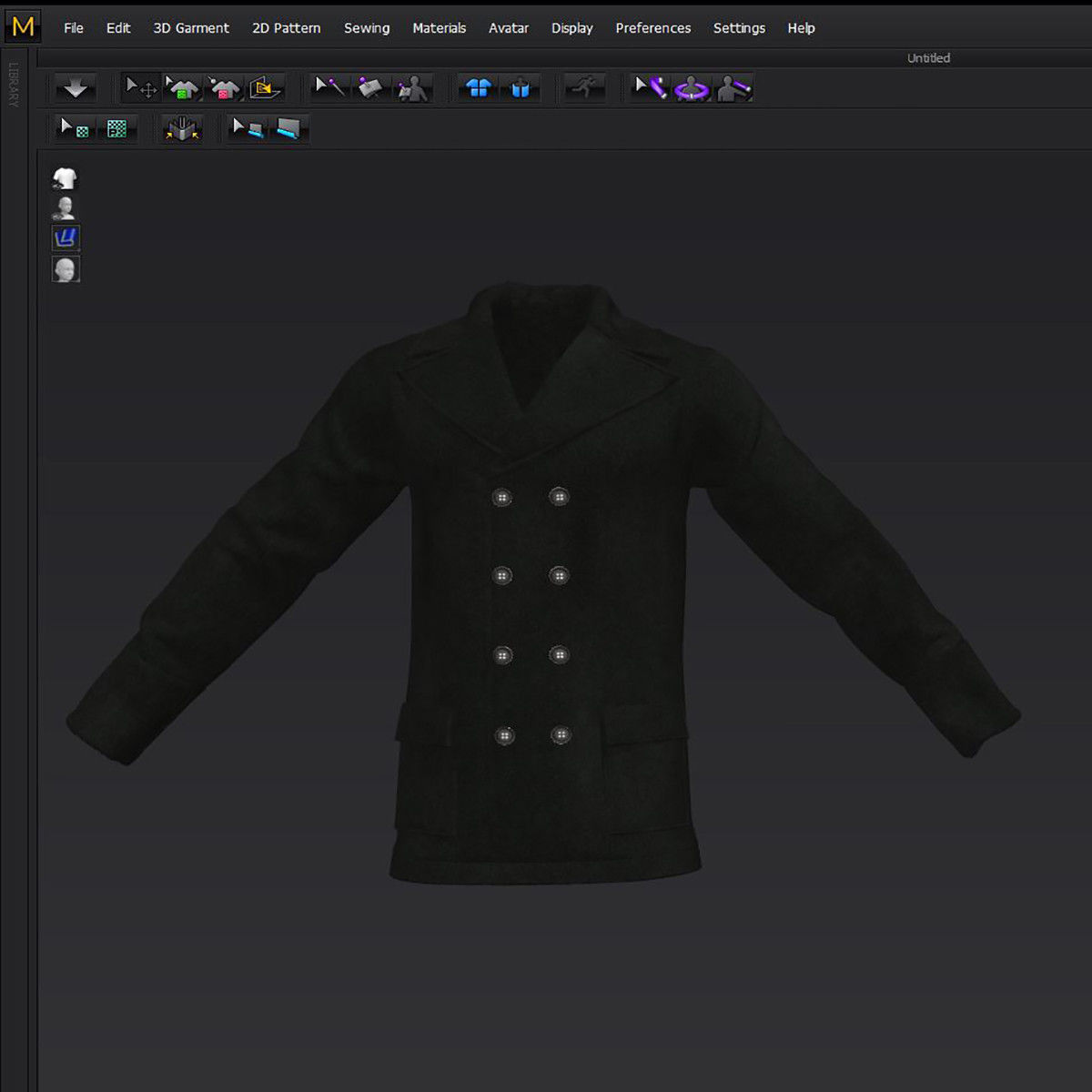 Men Breasted Coat 3D model_14