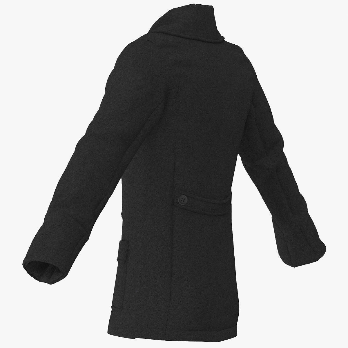 Men Breasted Coat 3D model_8