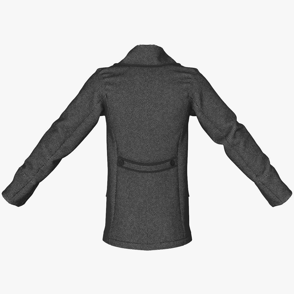 Men Breasted Coat 3D model_12