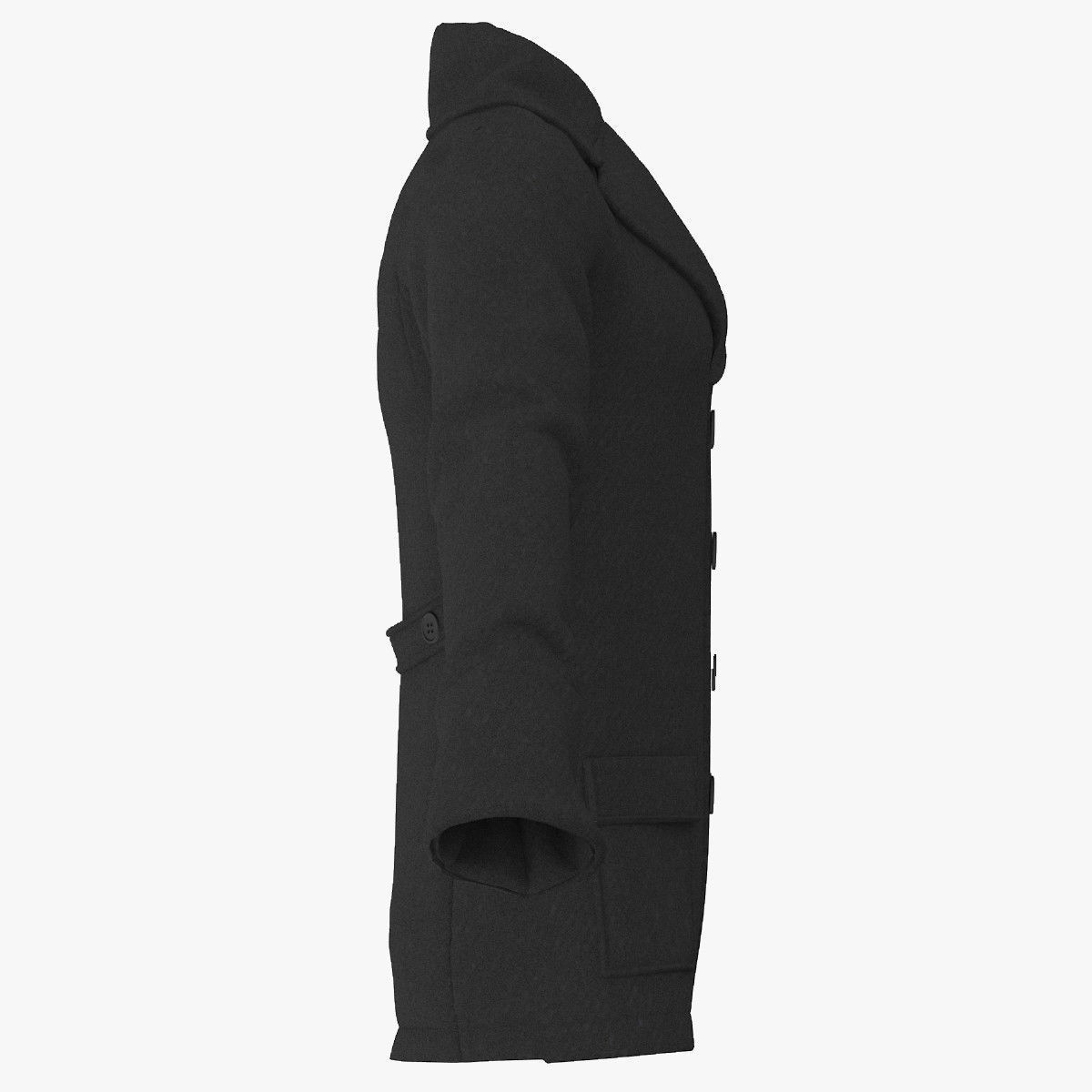 Men Breasted Coat 3D model_6