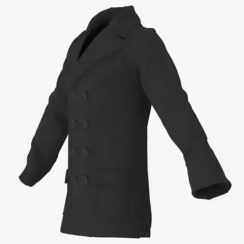 Men Breasted Coat 3D model