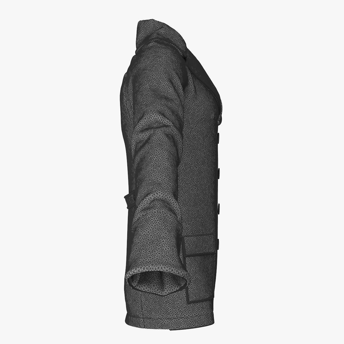 Men Breasted Coat 3D model_11