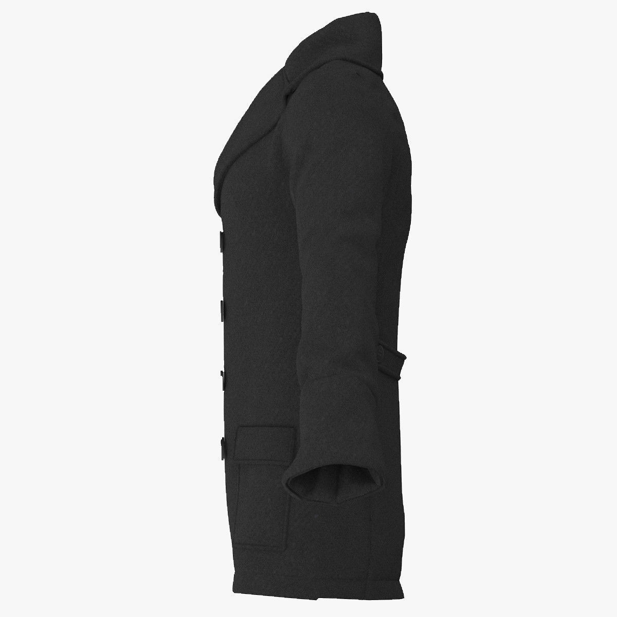 Men Breasted Coat 3D model_4