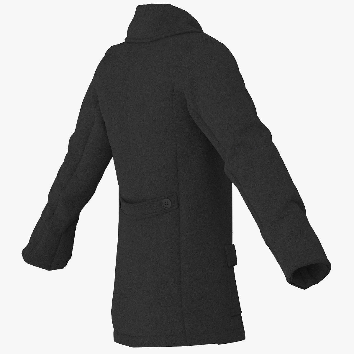 Men Breasted Coat 3D model_3