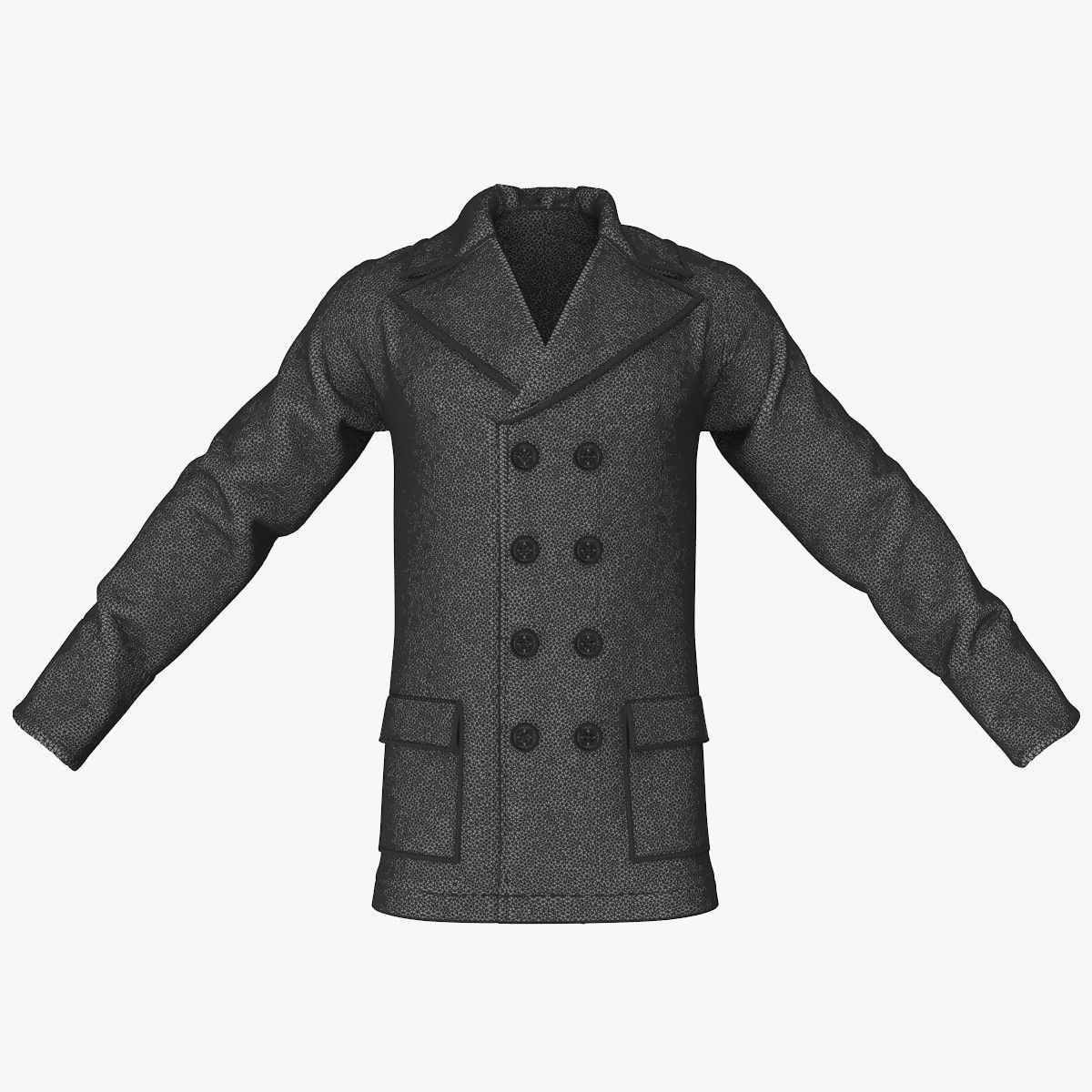 Men Breasted Coat 3D model_13