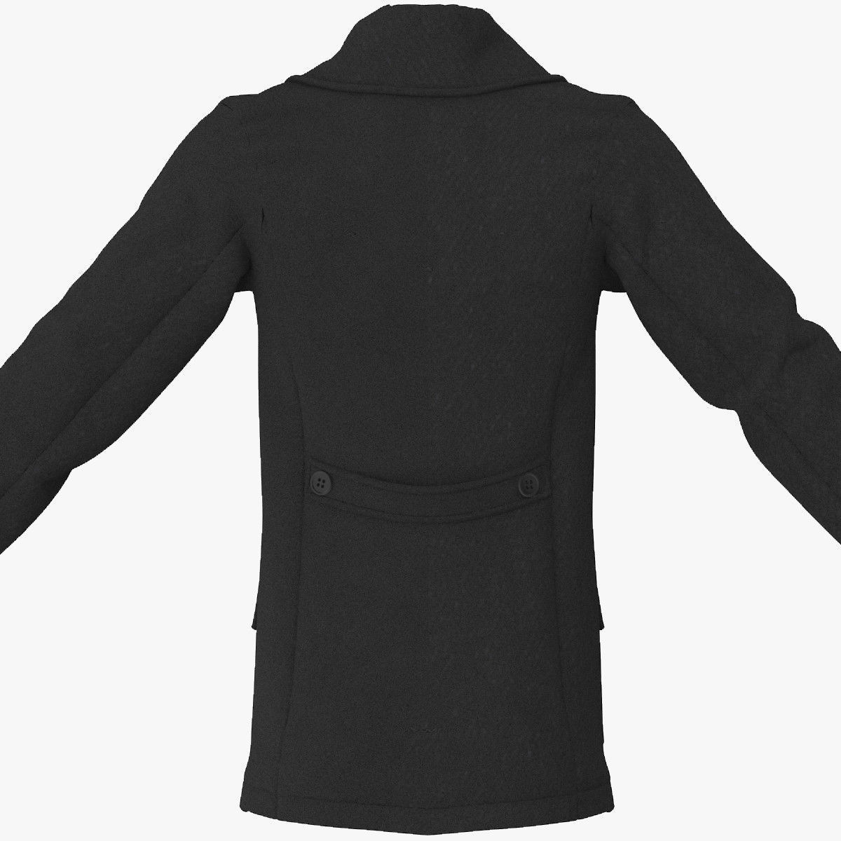 Men Breasted Coat 3D model_7