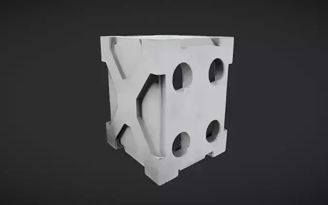 cube with circular and cross-shaped cutouts