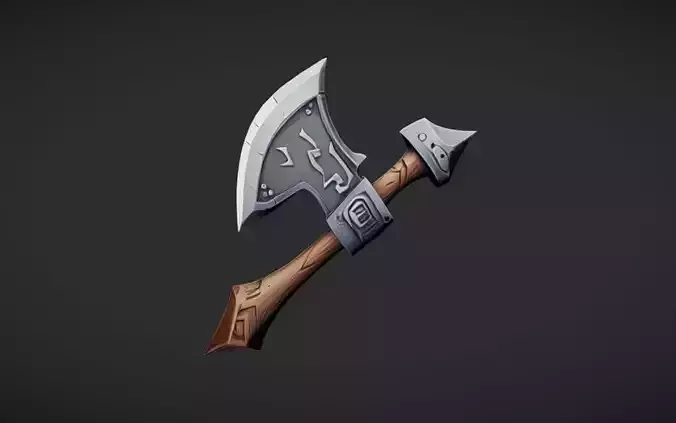 fantasy battle axe with runes