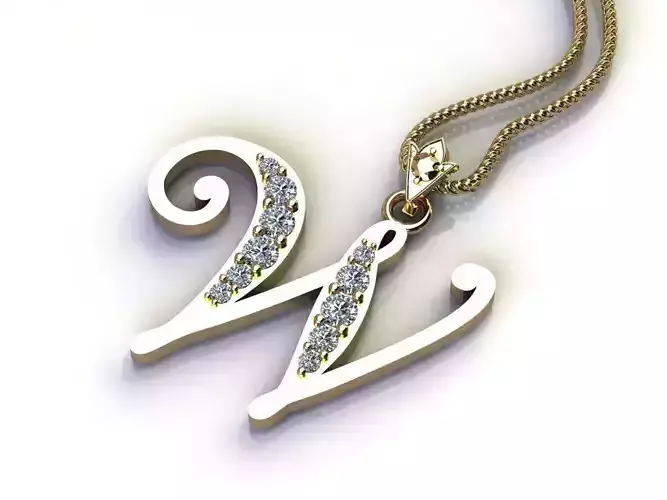Alphabet V1 Font Style Pendant W