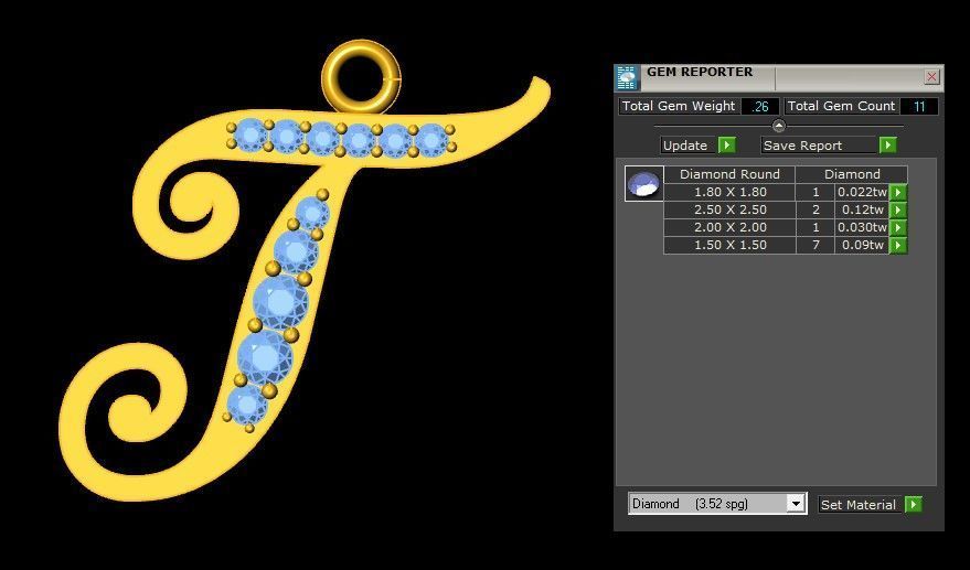 Alphabet V1 Font Style Pendant T 3D print model_1