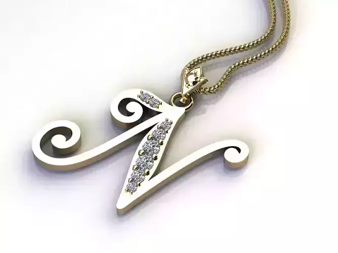 Alphabet V1 Font Style Pendant N