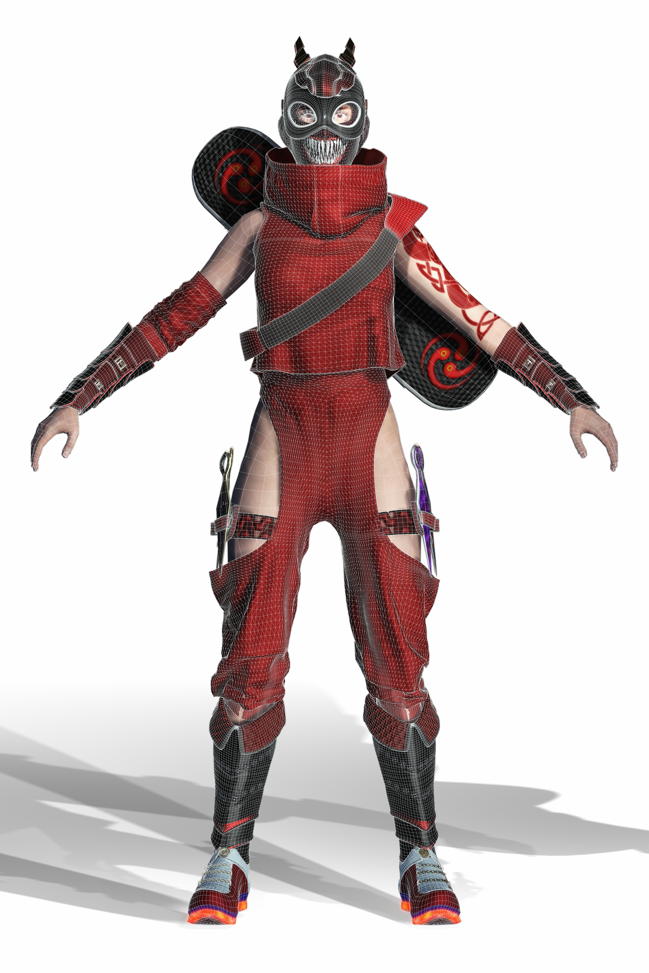 Kuro Oni Stylized Sci Fi Ninja Assassin Game Ready Character Low-poly 3D model_15